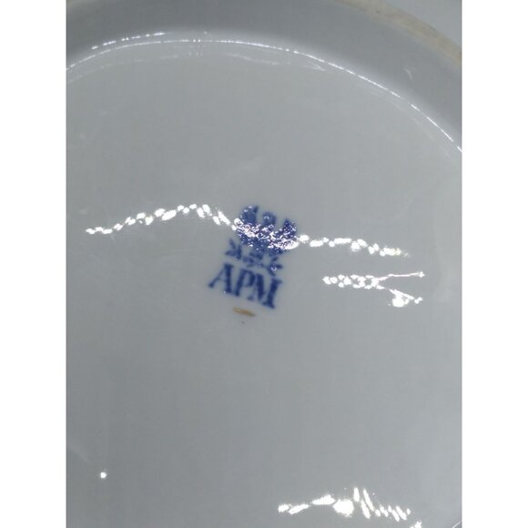 Vtg. APM Shell Dish Gold Leaf Accent 9" Pink White Gold Trim Hollywood Regency - Picture 3 of 8